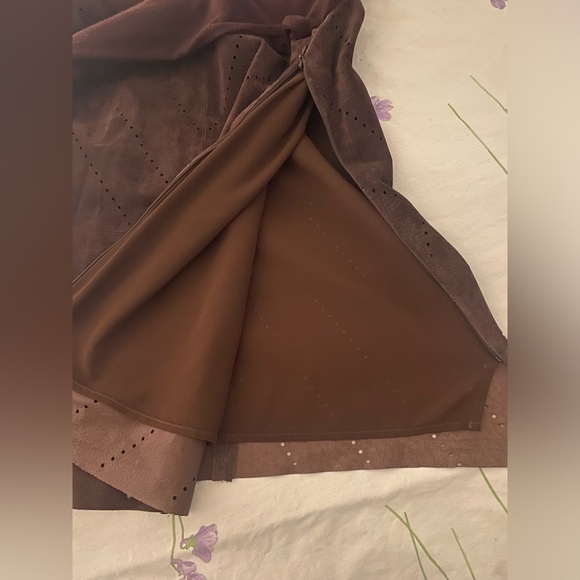 ecru  brown suede long sleeve top - Picture 13 of 14